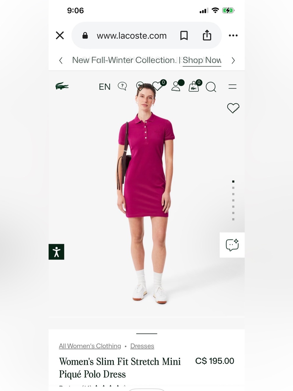 Lacoste Coral Pink Polo Mini Dress